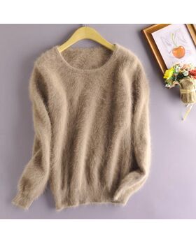 Angora Pullover Rundhals savannabeige